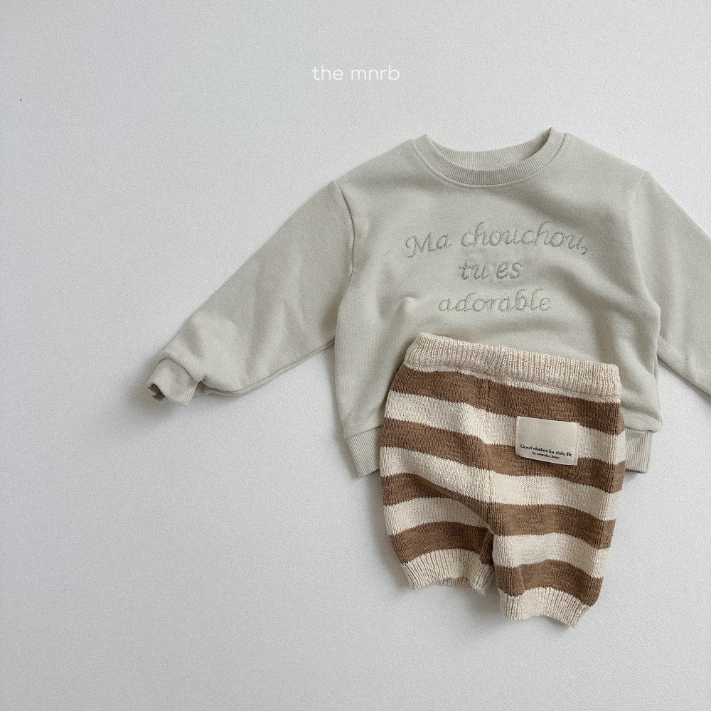 正韓童裝 MiniRobe 字母繡線簡約風大學t-細節圖2