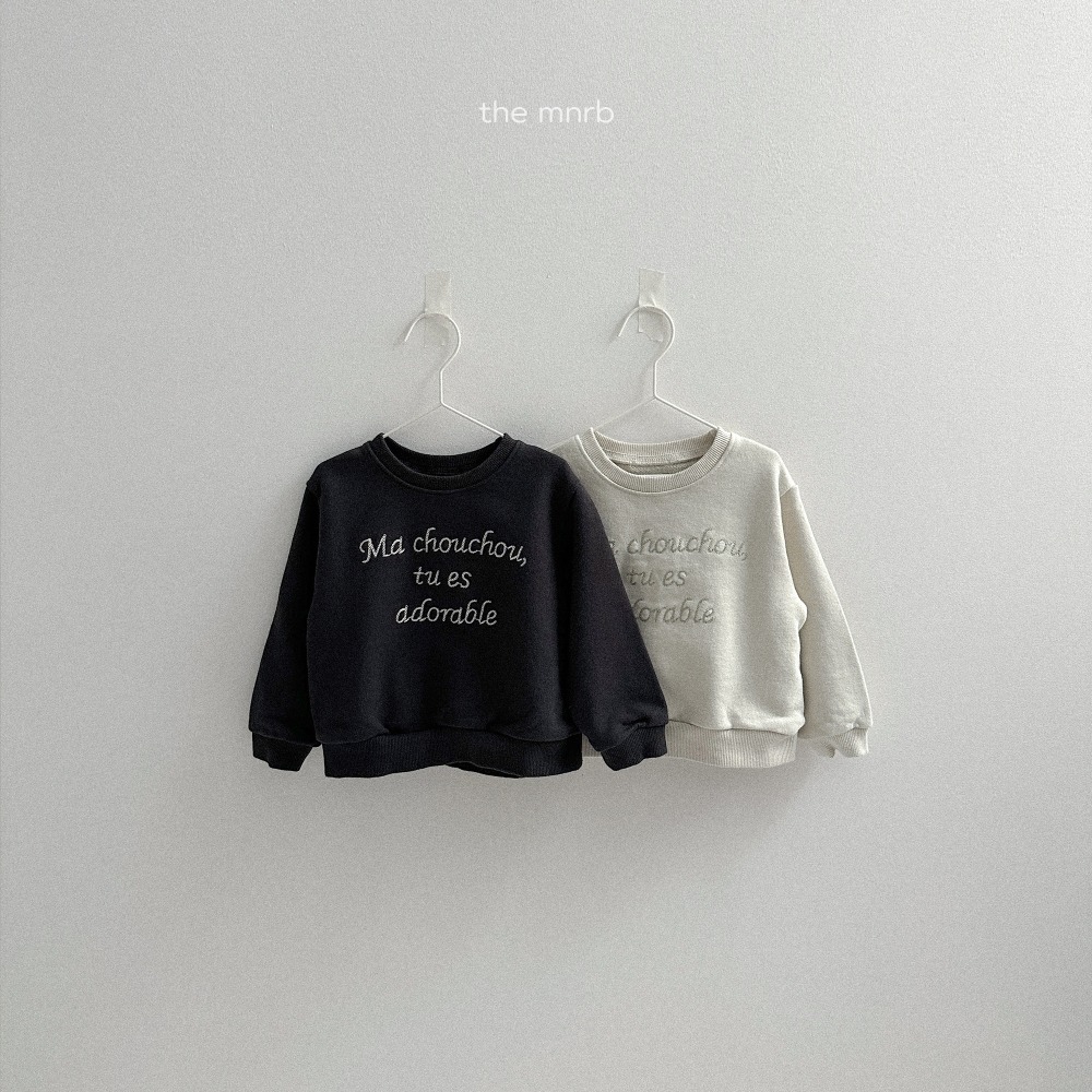 正韓童裝 MiniRobe 字母繡線簡約風大學t-細節圖6