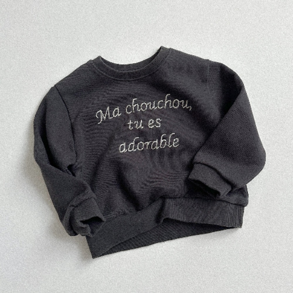 正韓童裝 MiniRobe 字母繡線簡約風大學t-細節圖7