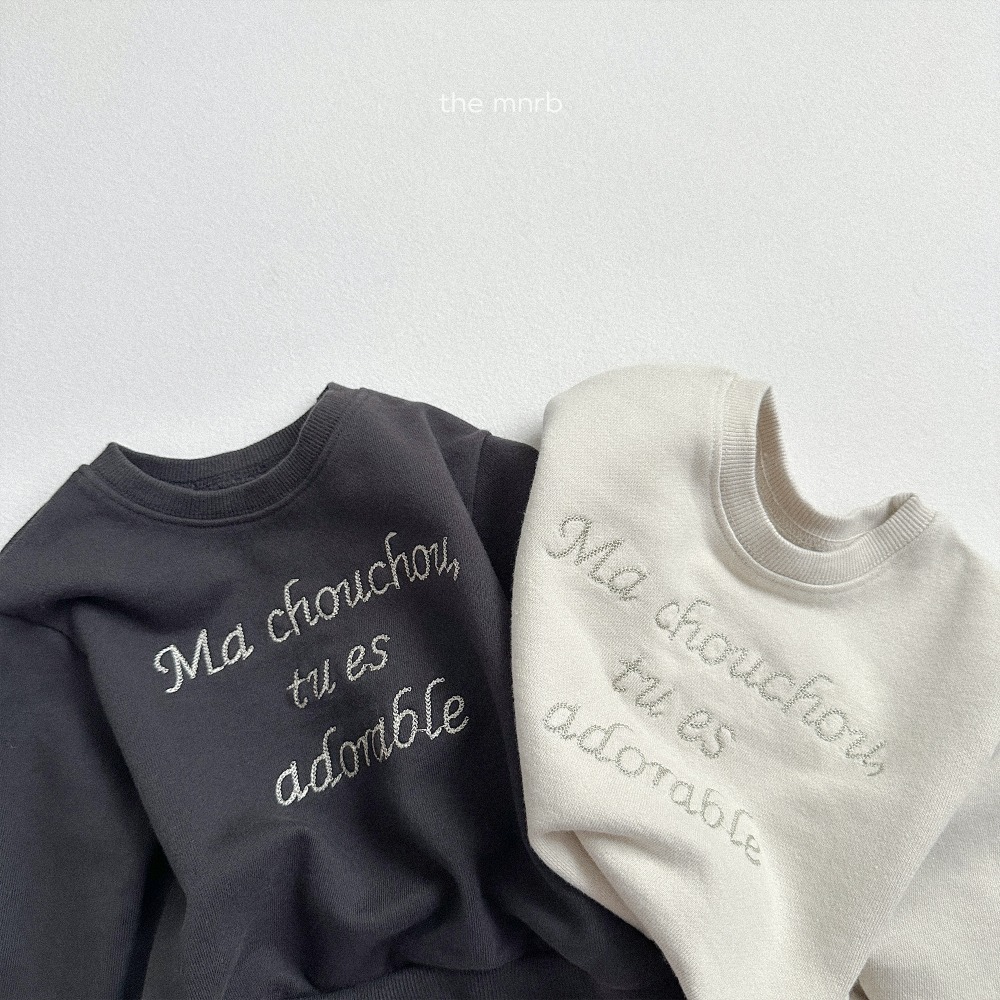 正韓童裝 MiniRobe 字母繡線簡約風大學t-細節圖9