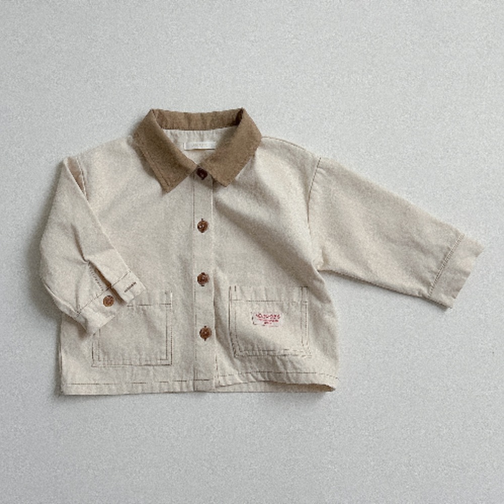 正韓童裝 MiniRobe 拼色領子工作夾克外套-細節圖2