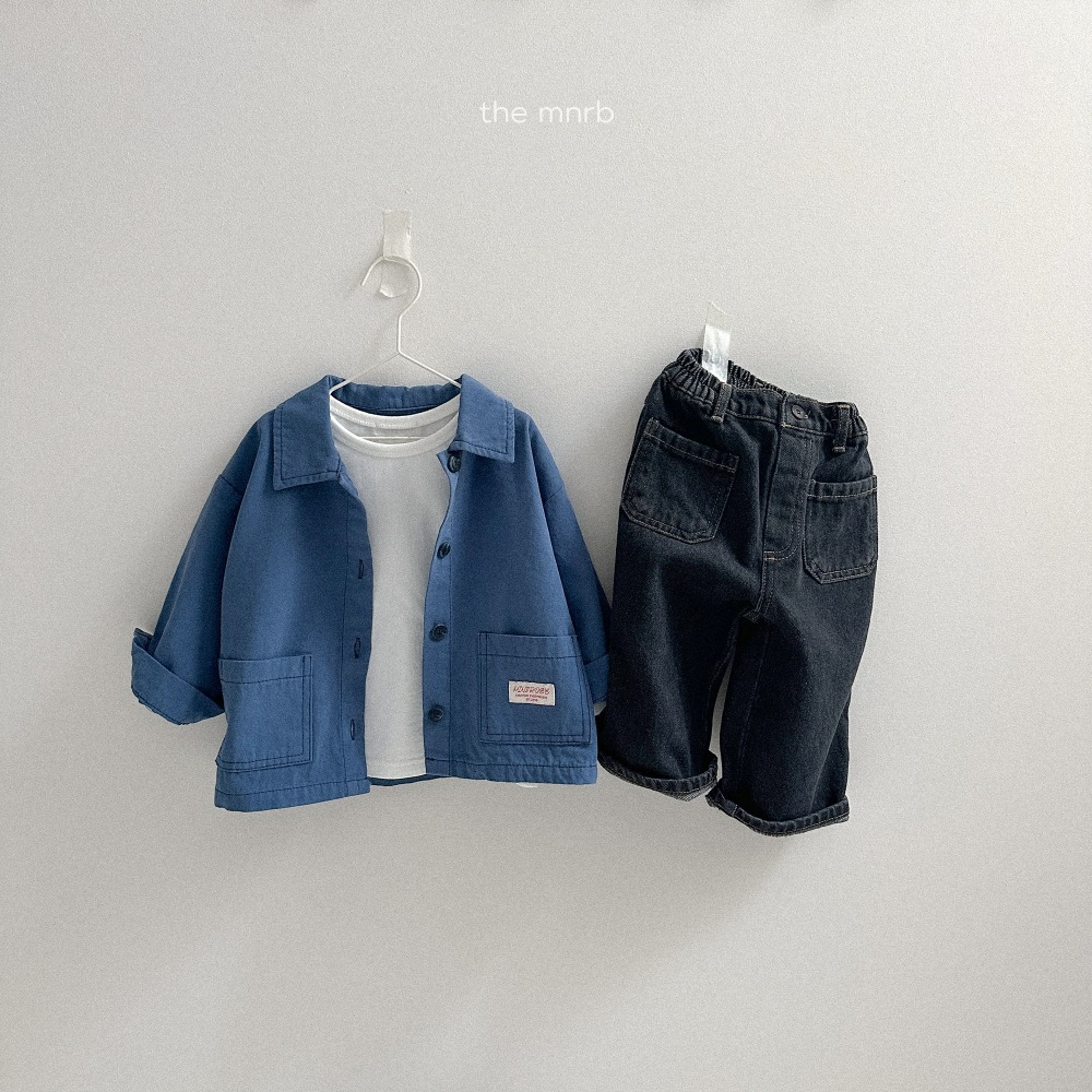 正韓童裝 MiniRobe 拼色領子工作夾克外套-細節圖5