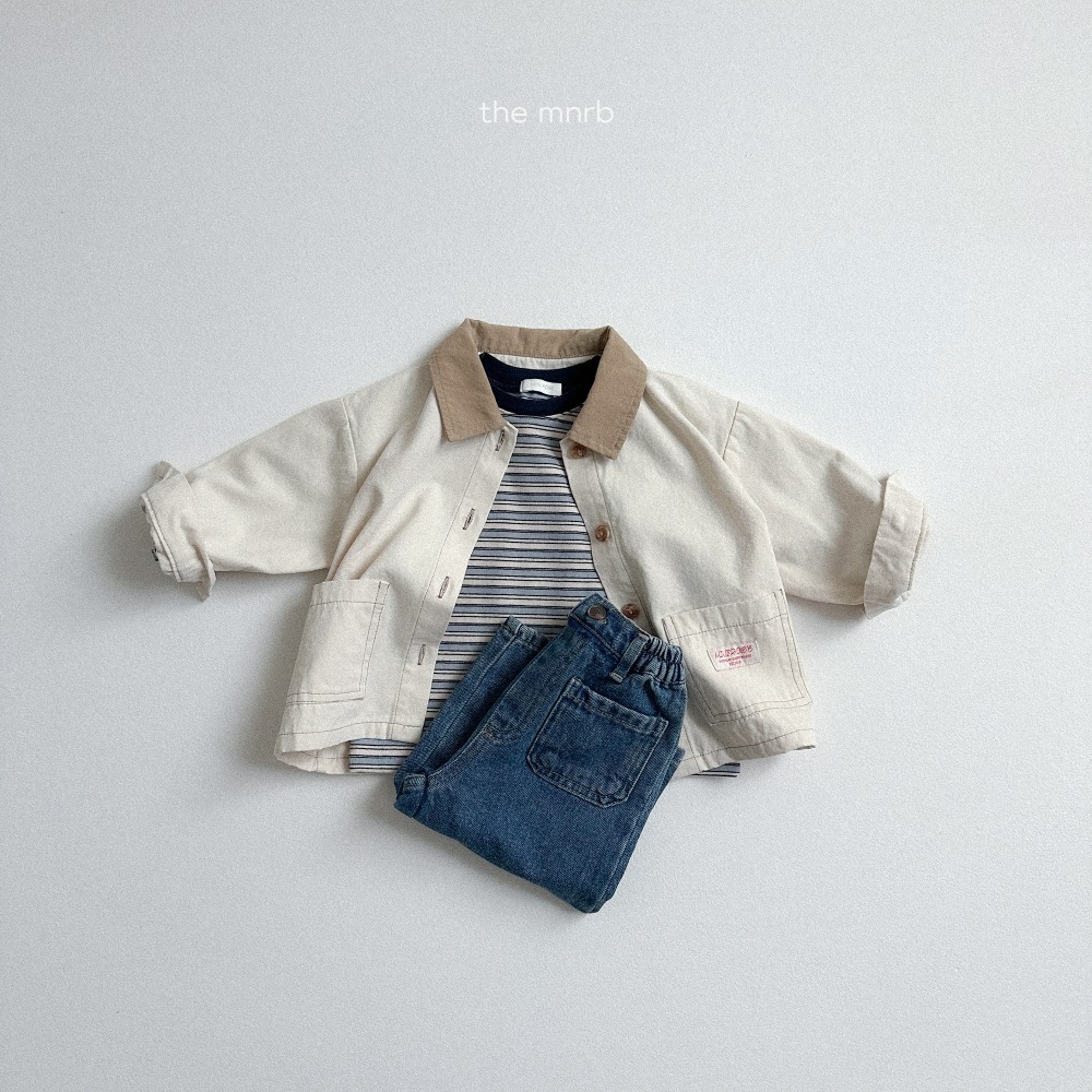 正韓童裝 MiniRobe 拼色領子工作夾克外套-細節圖7