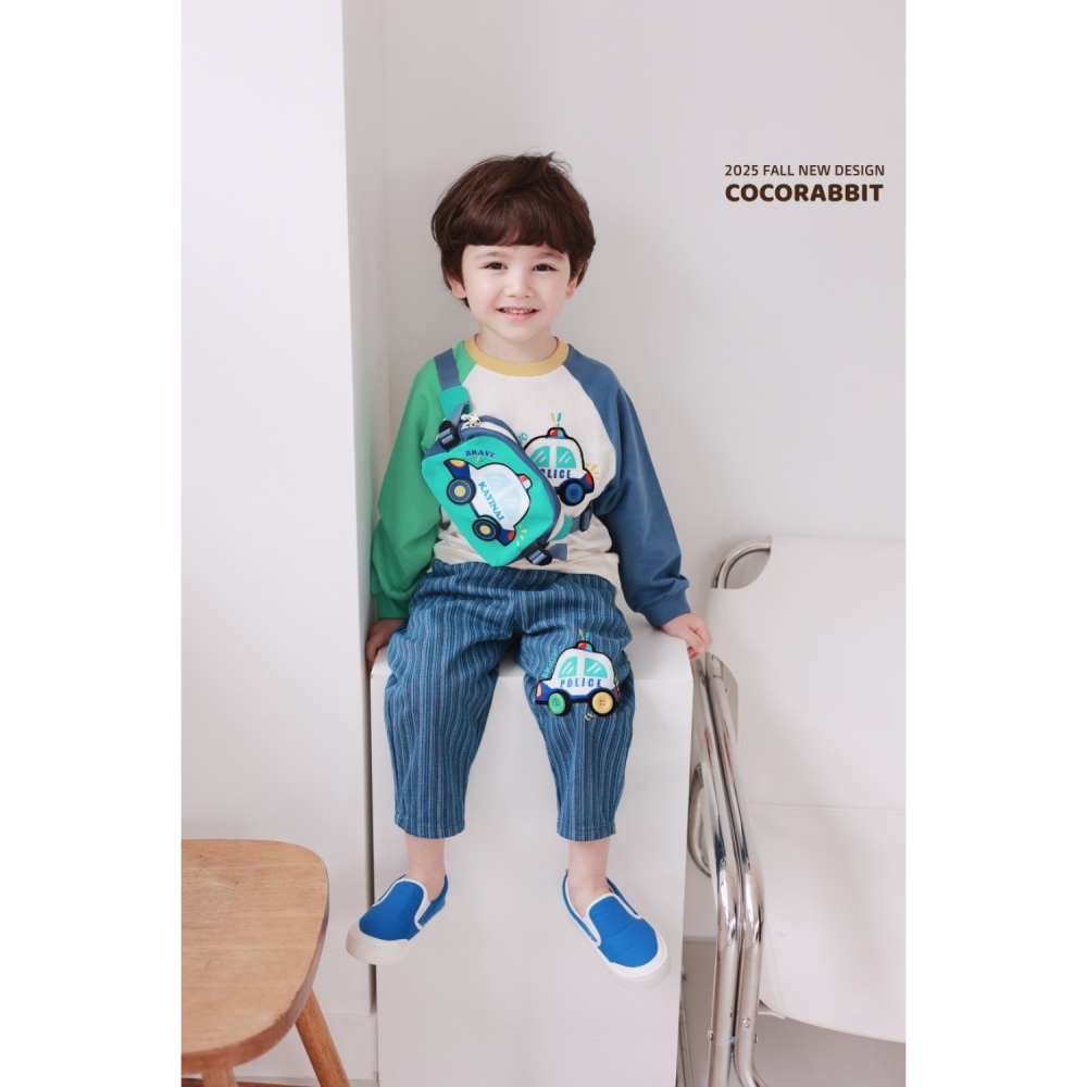 正韓童裝 COCO RABBIT 小汽車拼接上衣+包包-細節圖4