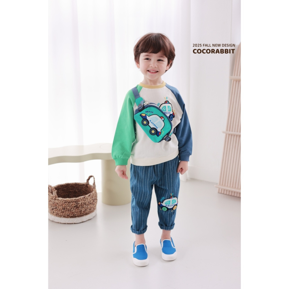 正韓童裝 COCO RABBIT 小汽車拼接上衣+包包-細節圖6