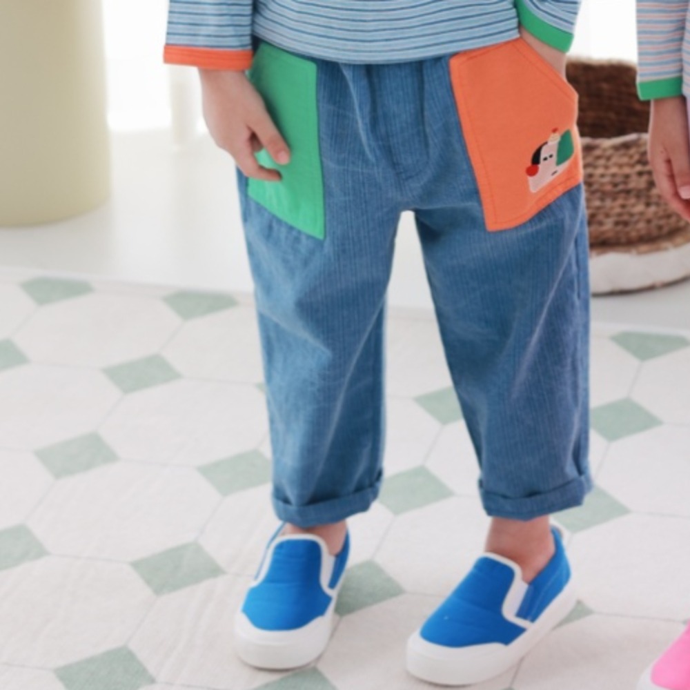 正韓童裝  COCO RABBIT  拼接口袋牛仔褲-細節圖3