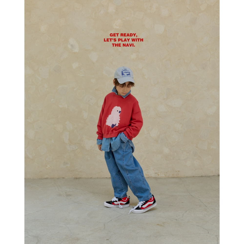 正韓童裝 NAVI / RAON 直線壓摺牛仔褲-細節圖4