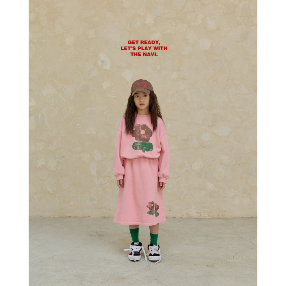 正韓童裝  NAVI / RAON 小花中長裙-細節圖2