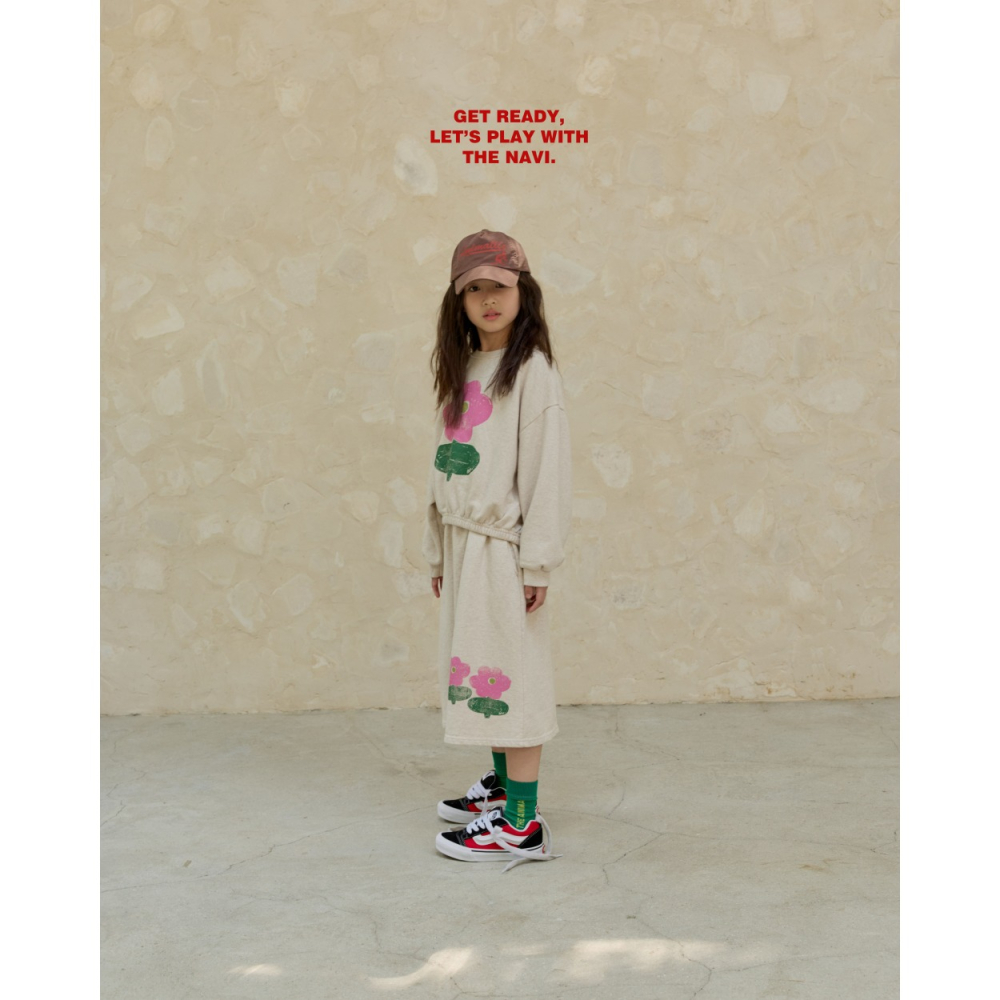 正韓童裝  NAVI / RAON 小花中長裙-細節圖3