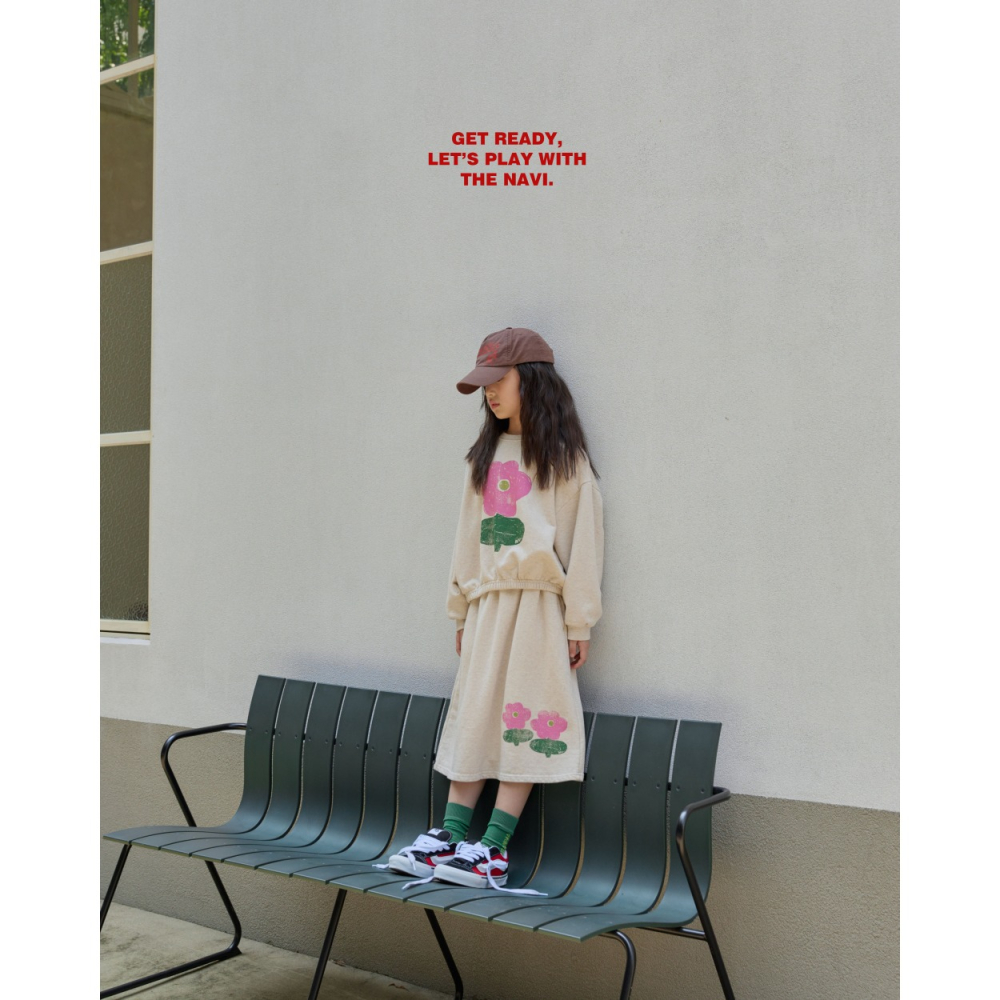 正韓童裝  NAVI / RAON 小花中長裙-細節圖10