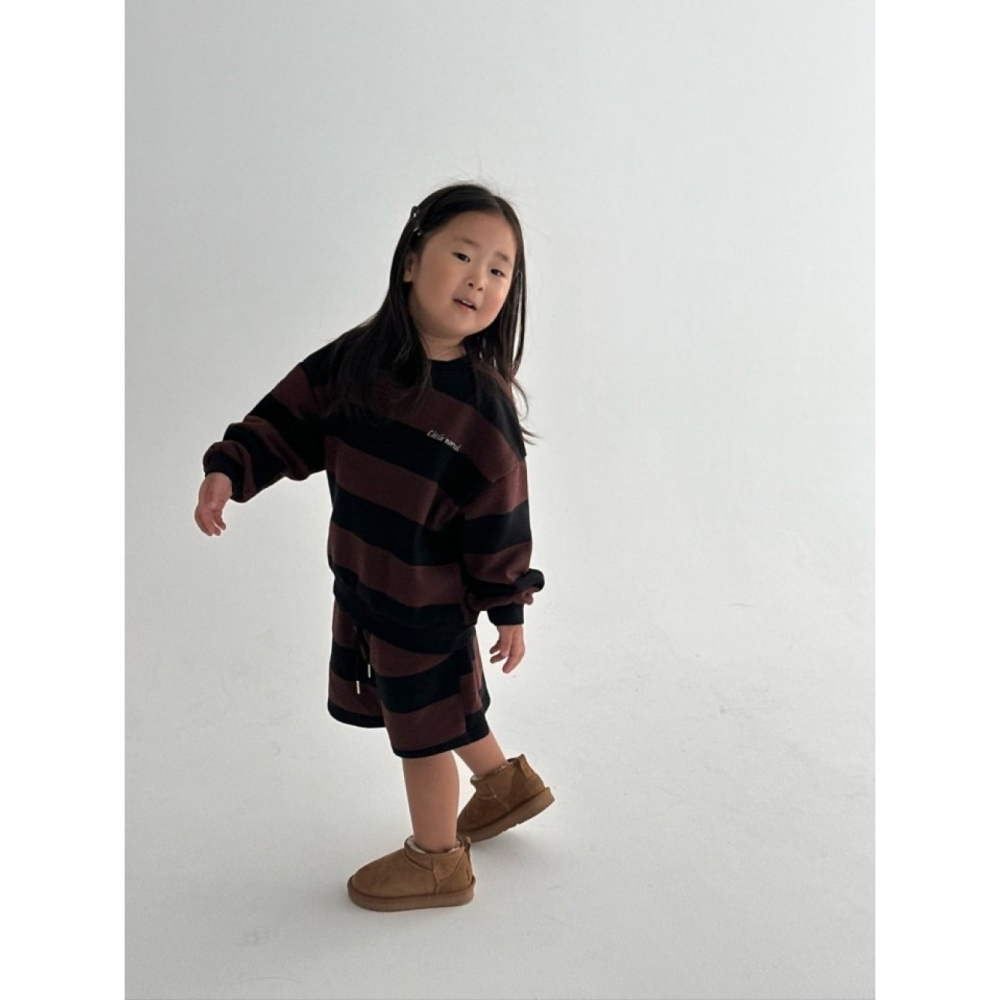 正韓童裝  Little Normal 粗橫條深淺撞色寬管短褲-細節圖4