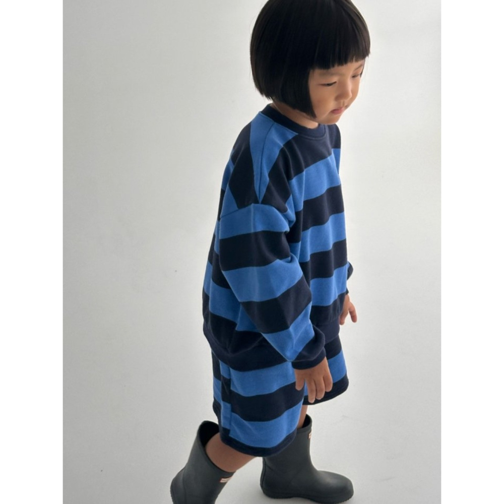 正韓童裝  Little Normal 粗橫條深淺撞色寬管短褲-細節圖9