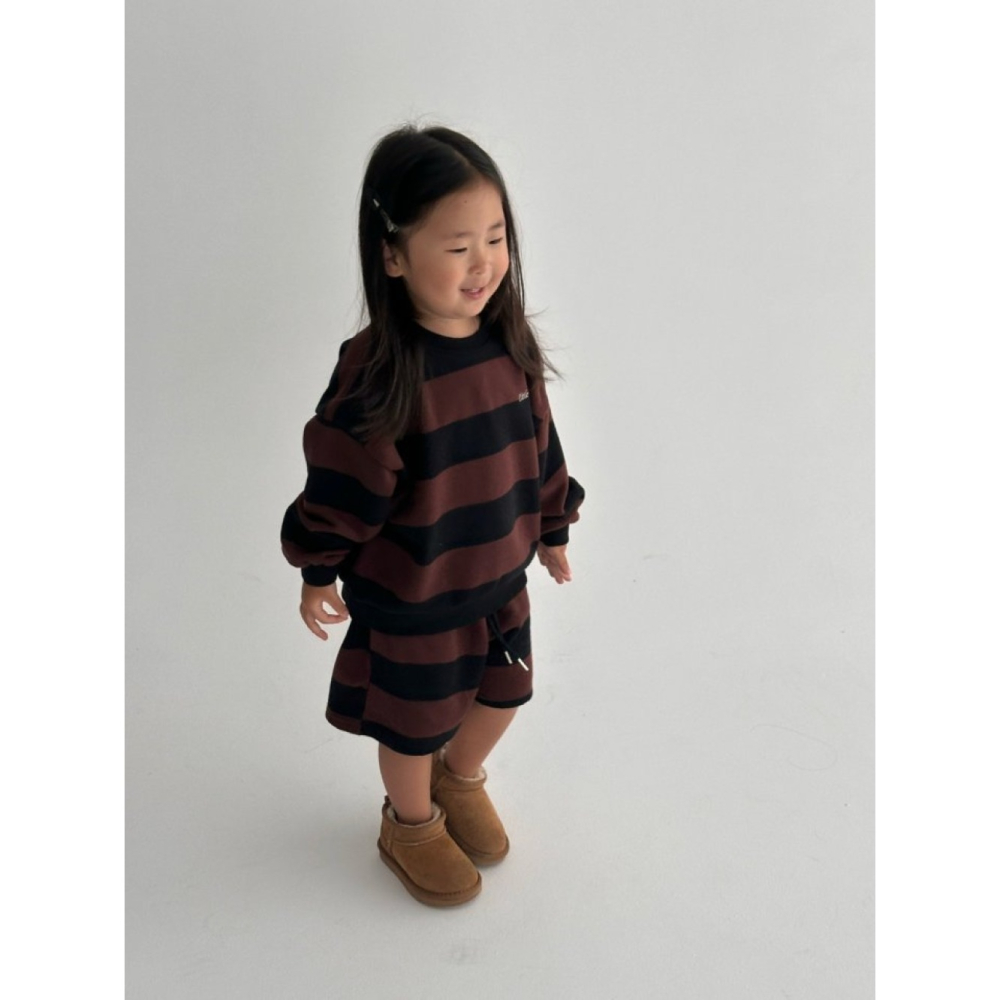 正韓童裝  Little Normal 粗橫條深淺撞色寬管短褲-細節圖10