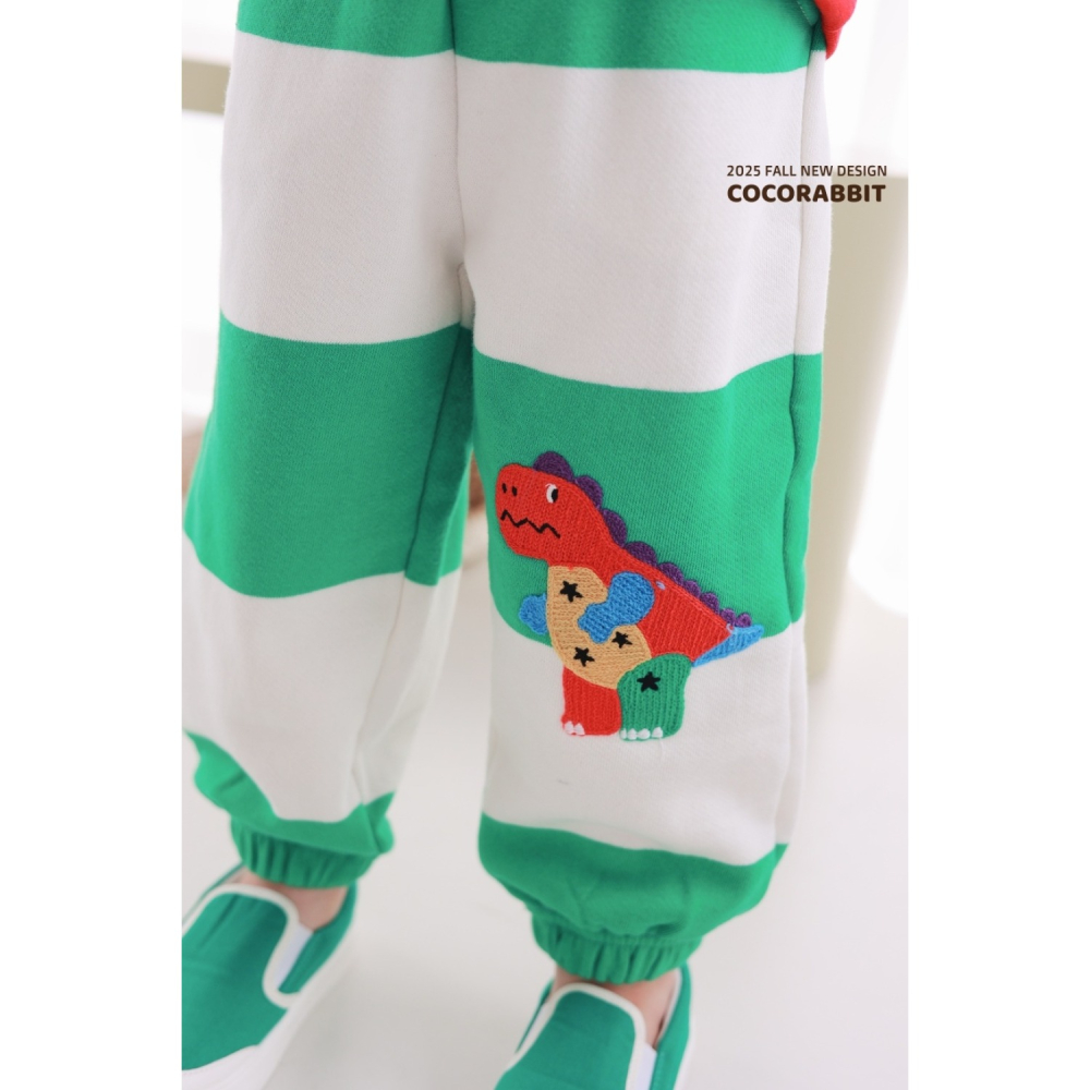 正韓童裝 COCO RABBIT 繽紛暴龍橫條紋棉褲-細節圖6