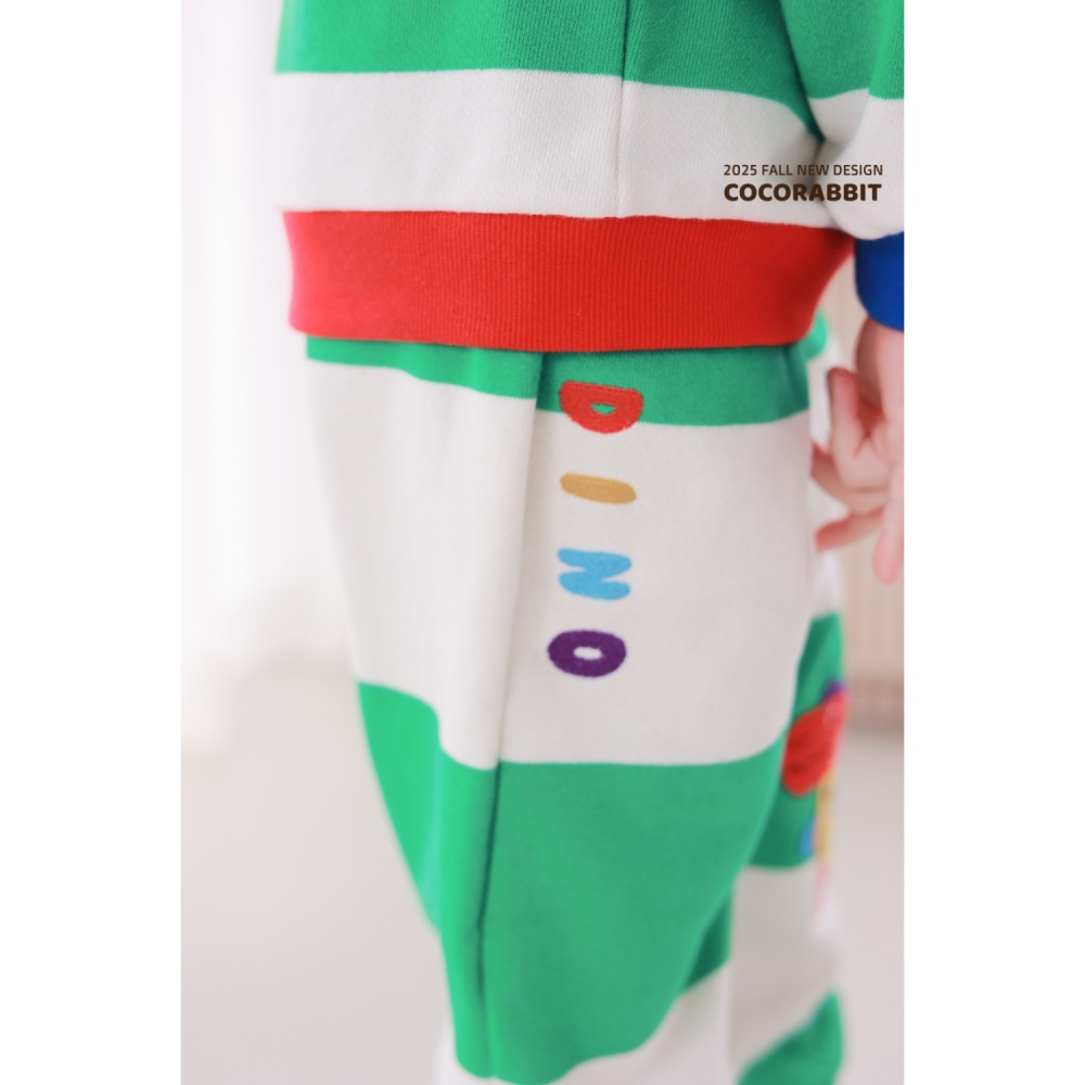 正韓童裝 COCO RABBIT 繽紛暴龍橫條紋棉褲-細節圖7