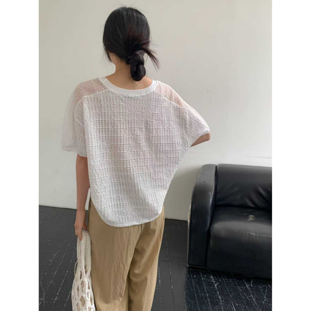 韓國女裝 Millimeter 網格織紋上衣-細節圖2