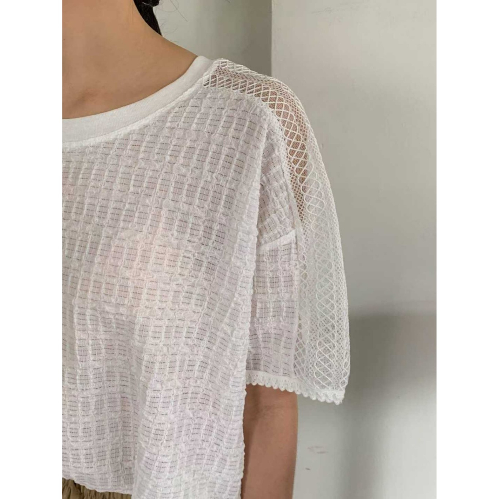 韓國女裝 Millimeter 網格織紋上衣-細節圖5