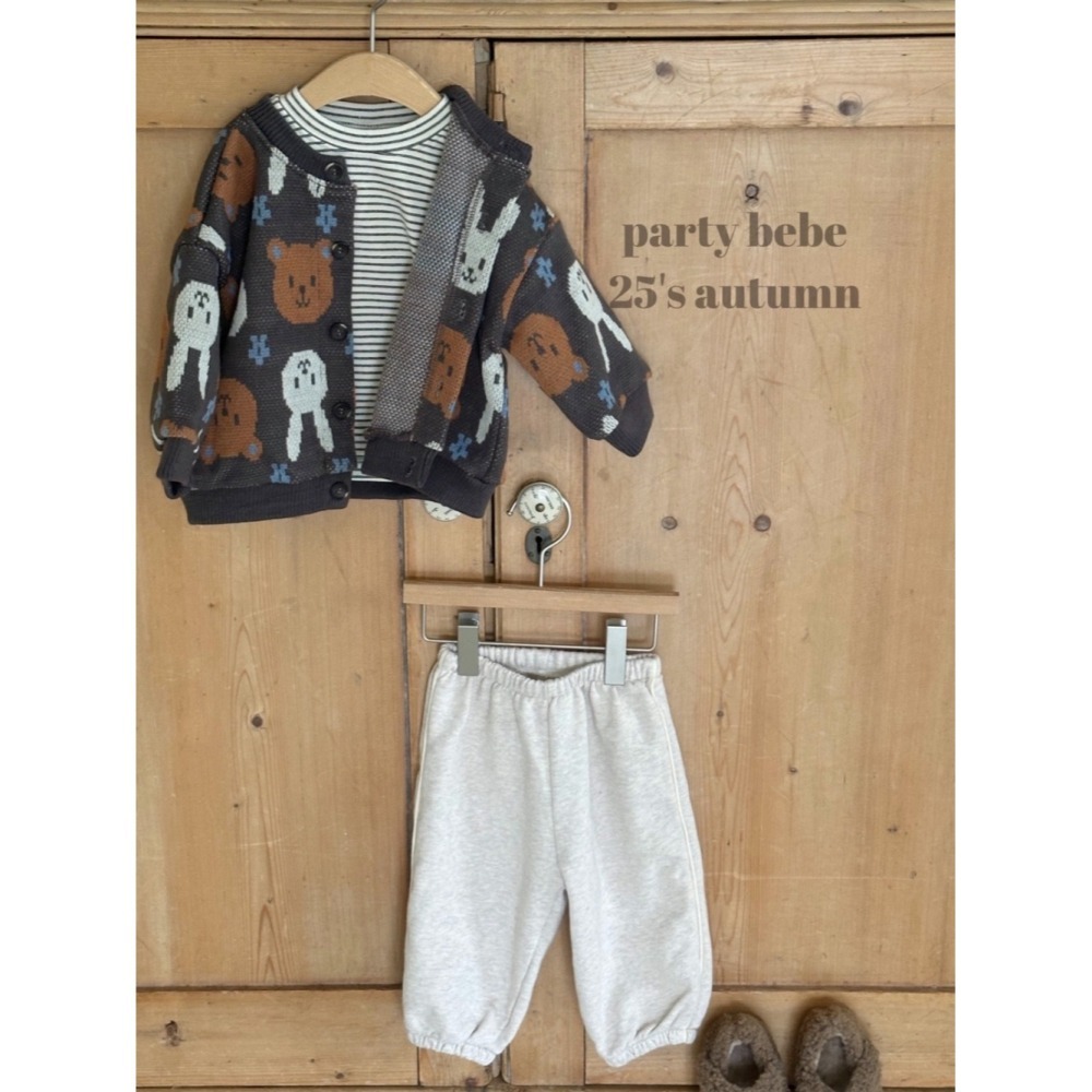 正韓童裝 PARTY KIDS 提花小熊開心微笑開襟衫-細節圖4