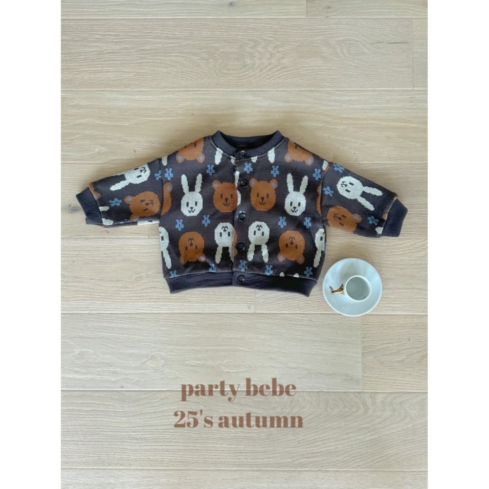 正韓童裝 PARTY KIDS 提花小熊開心微笑開襟衫-細節圖7