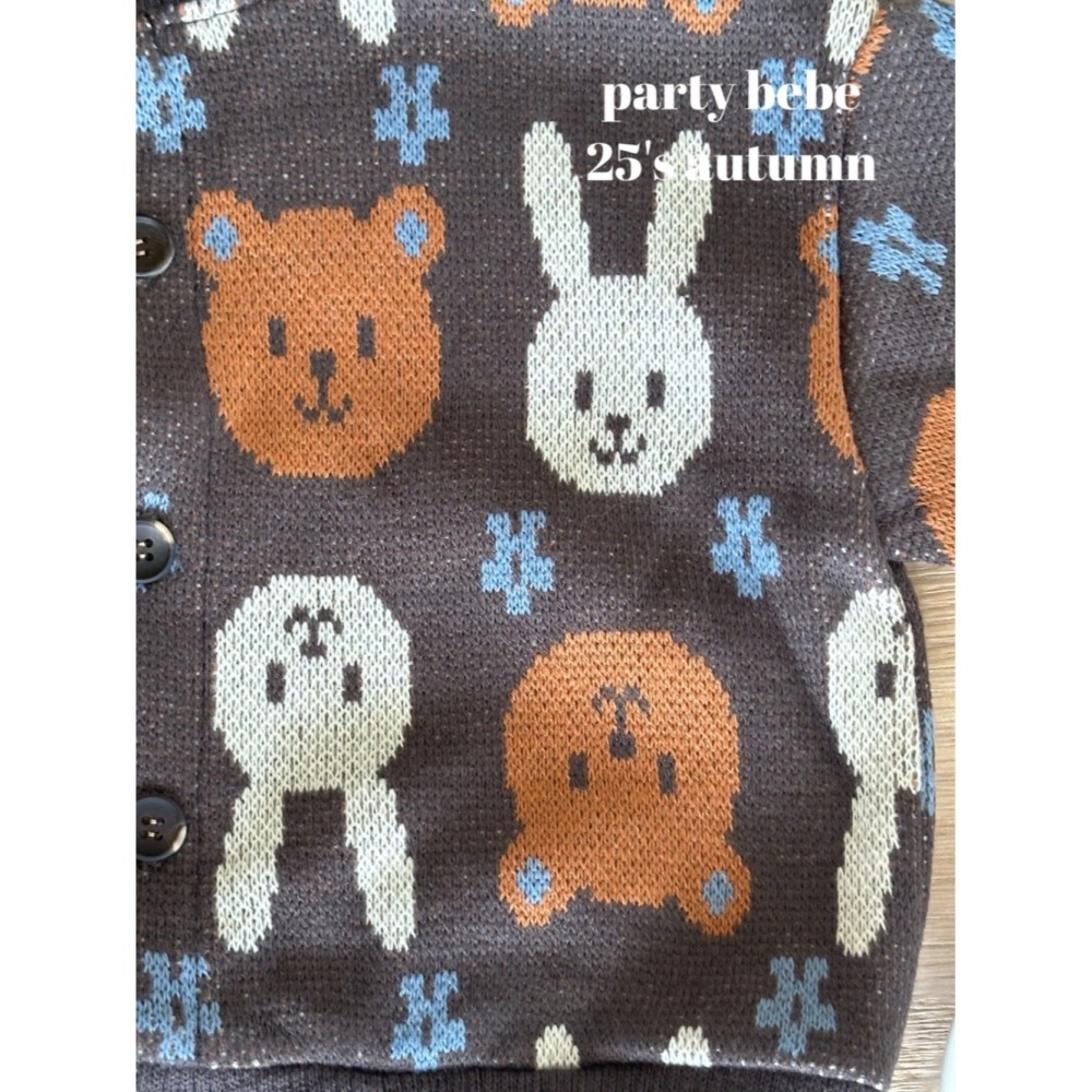 正韓童裝 PARTY KIDS 提花小熊開心微笑開襟衫-細節圖8