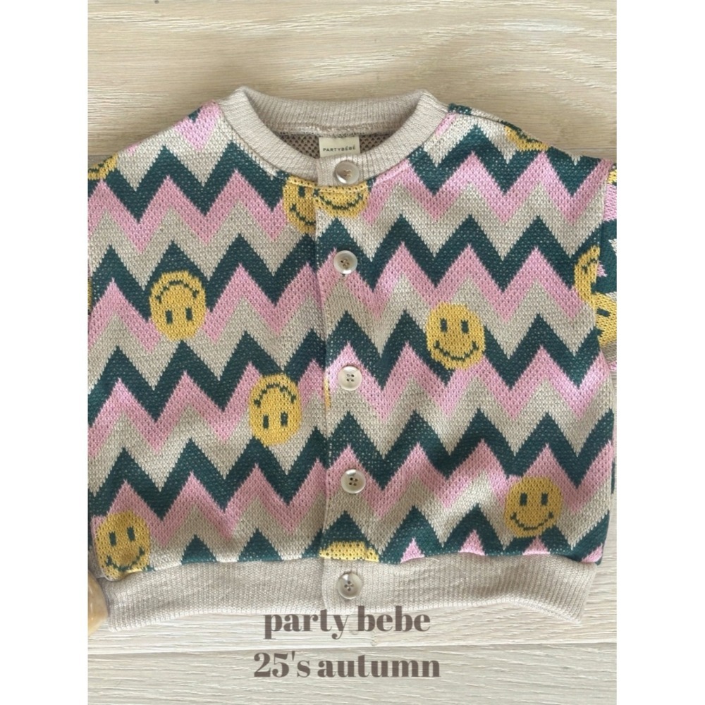 正韓童裝 PARTY KIDS 提花小熊開心微笑開襟衫-細節圖9