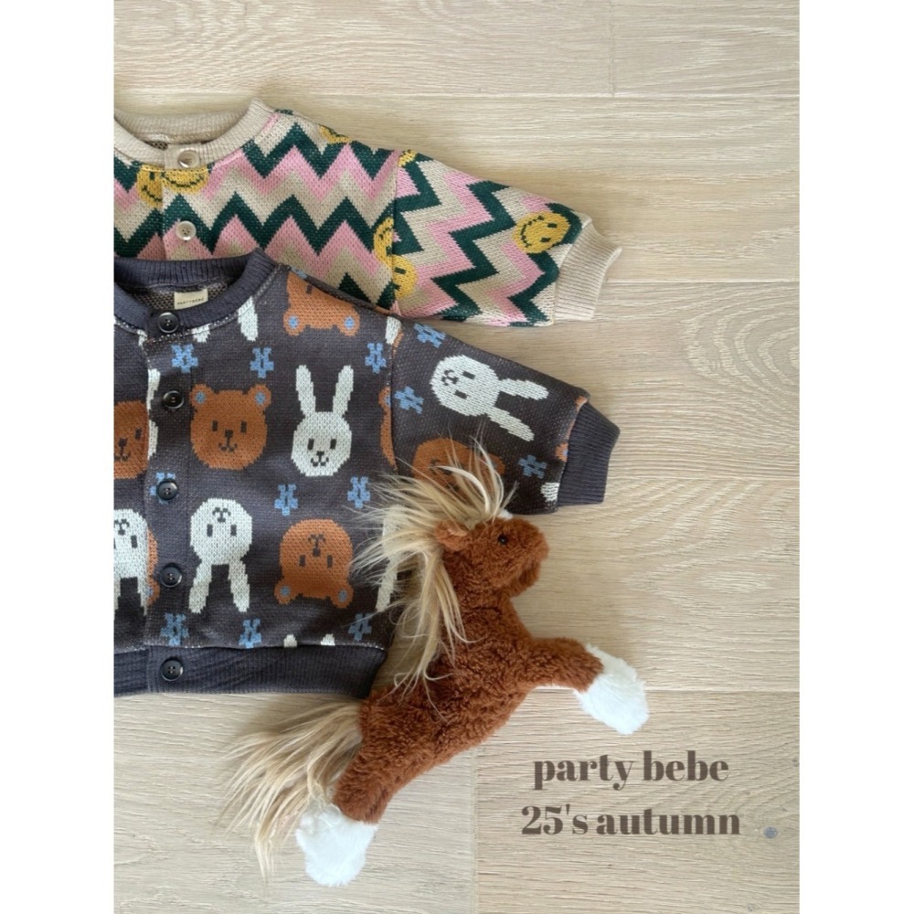 正韓童裝 PARTY KIDS 提花小熊開心微笑開襟衫-細節圖10