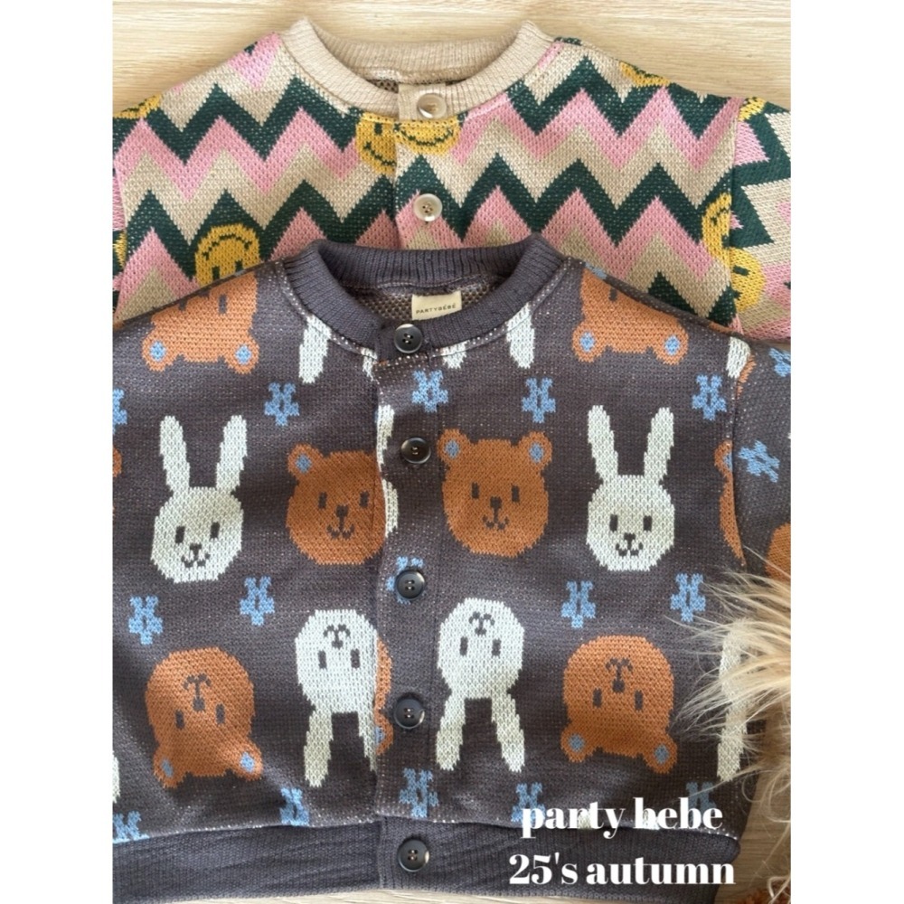 正韓童裝 PARTY KIDS 提花小熊開心微笑開襟衫-細節圖11