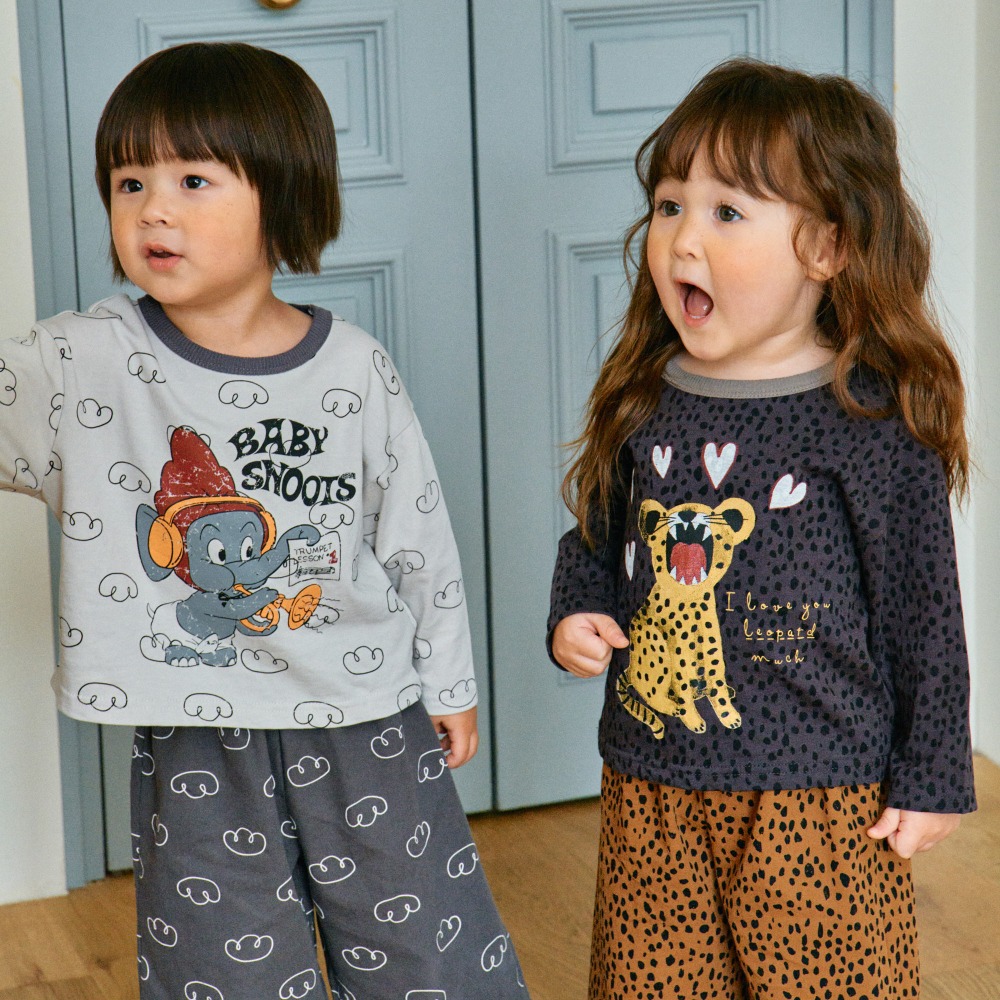 正韓童裝 1st blue 圖騰繪風狗狗大象花豹T恤-細節圖10