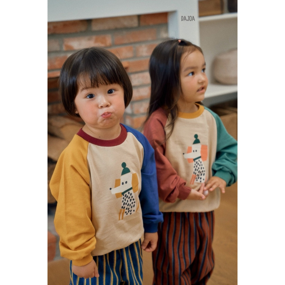 正韓童裝 DAJOA 斑點狗狗撞色衣褲套裝-細節圖6