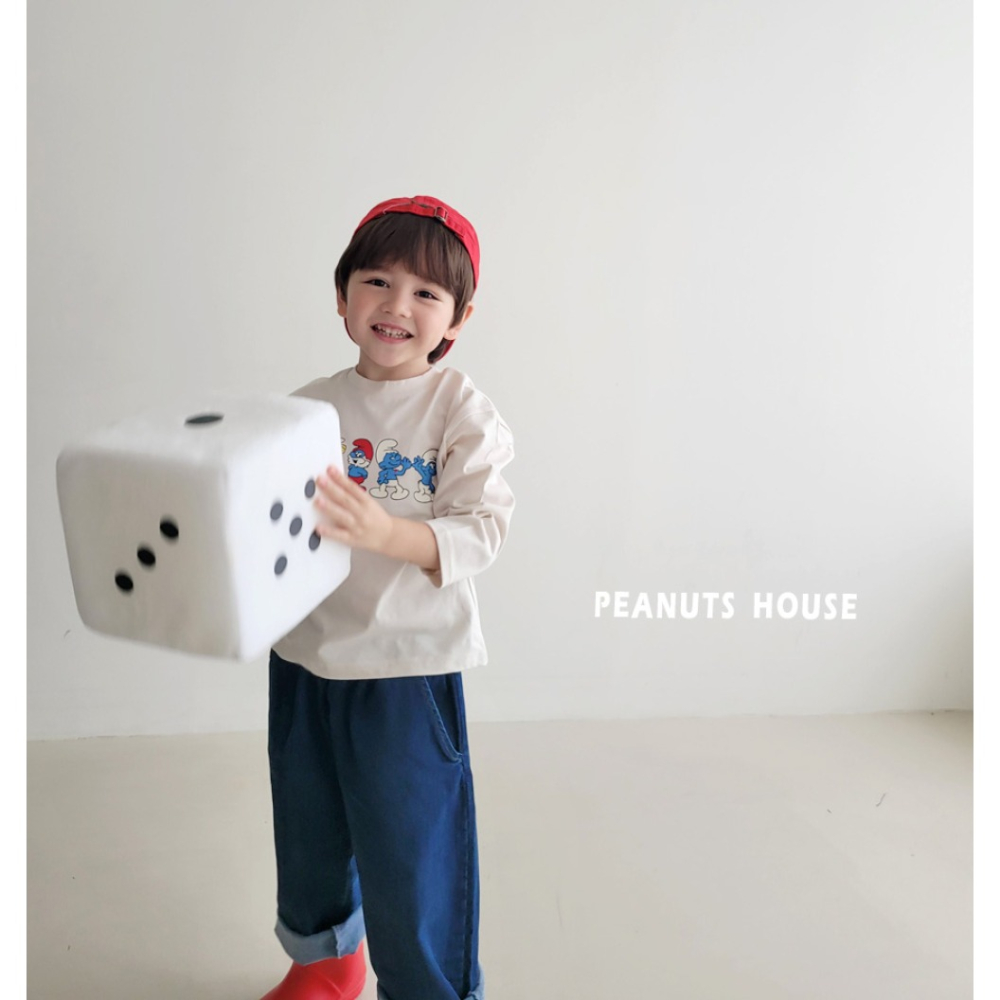 正韓童裝 PEANUTS HOUSE 藍色小精靈T恤-細節圖2