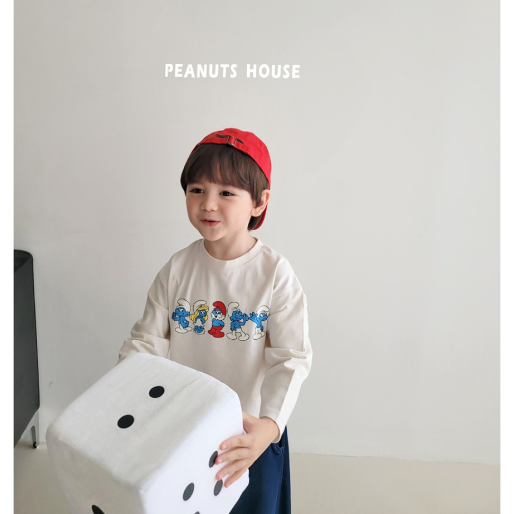 正韓童裝 PEANUTS HOUSE 藍色小精靈T恤-細節圖6