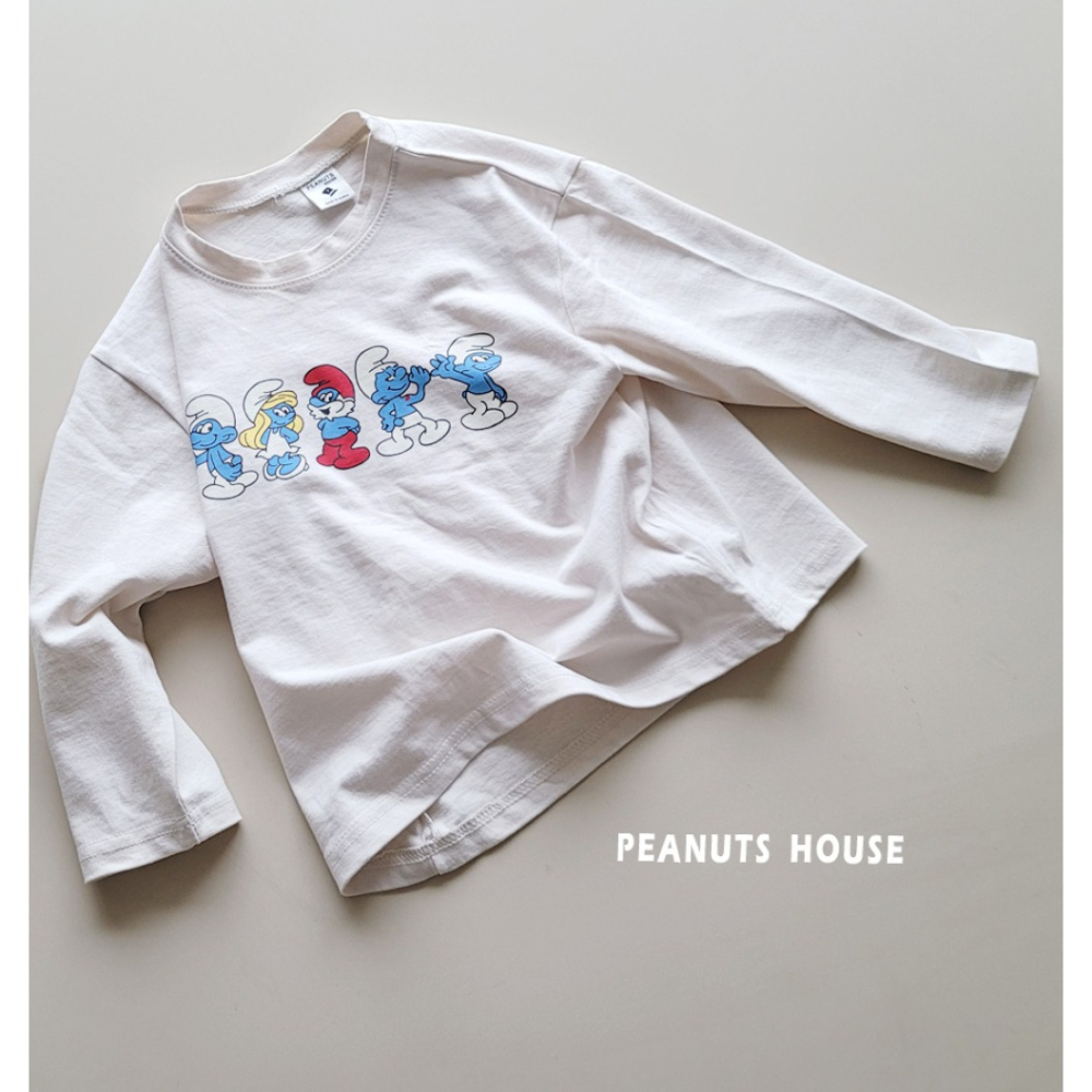 正韓童裝 PEANUTS HOUSE 藍色小精靈T恤-細節圖11