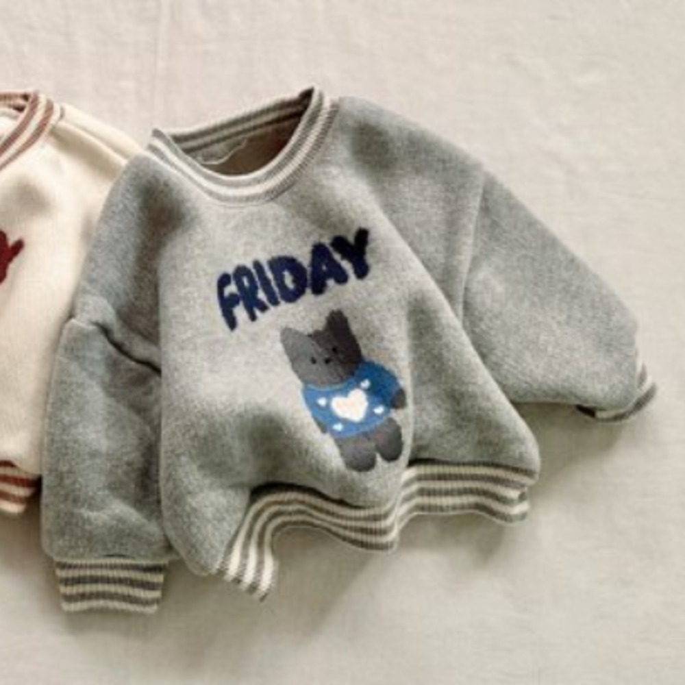 正韓童裝 Valubebe 保暖絨星期五小狗運動衫-細節圖2