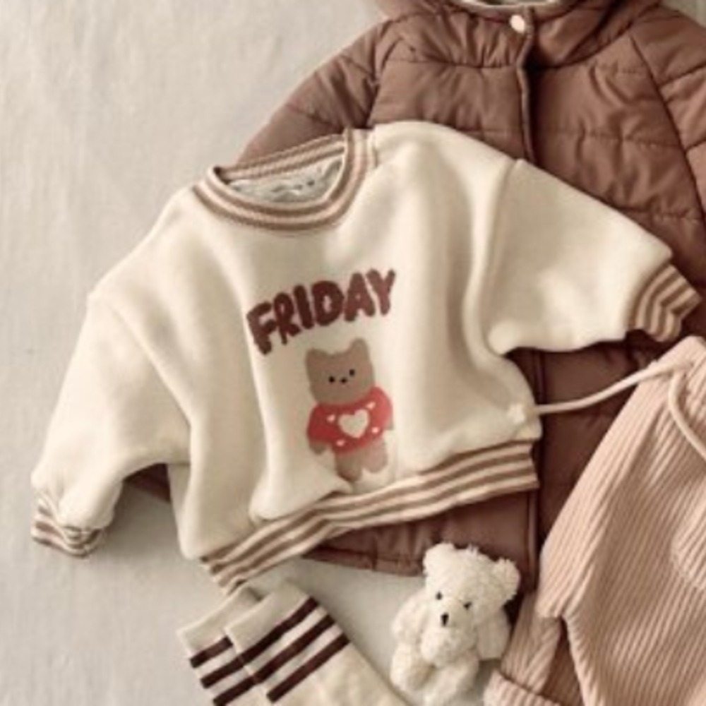 正韓童裝 Valubebe 保暖絨星期五小狗運動衫-細節圖3