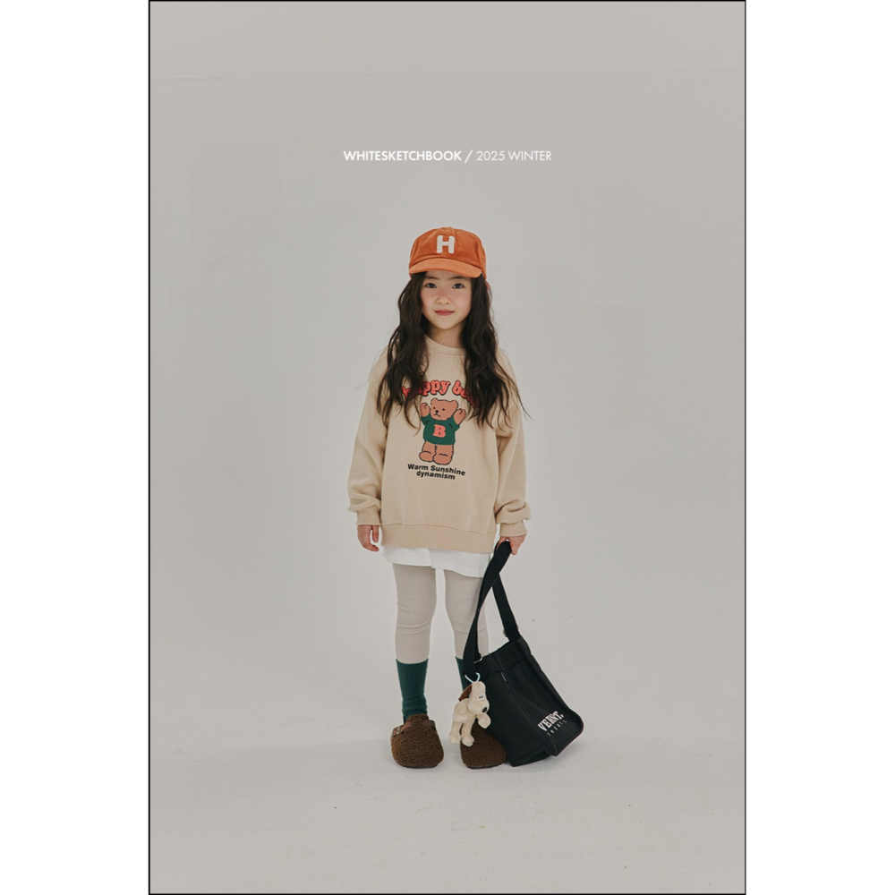 正韓童裝 Whitesketchbook 暖暖開心熊大學T-細節圖3