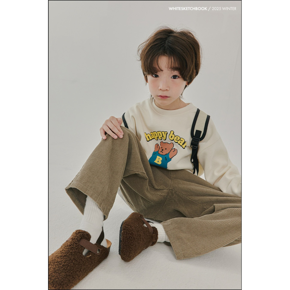 正韓童裝 Whitesketchbook 暖暖開心熊大學T-細節圖4