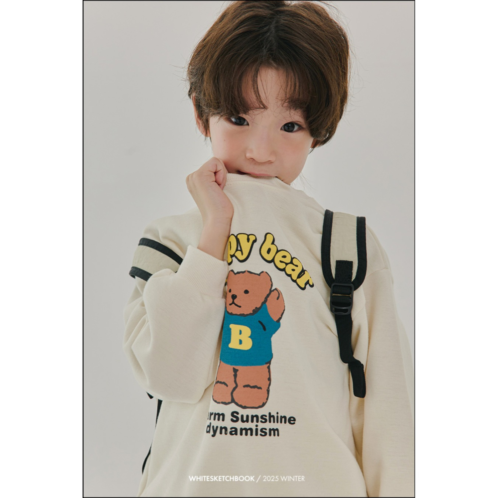 正韓童裝 Whitesketchbook 暖暖開心熊大學T-細節圖5