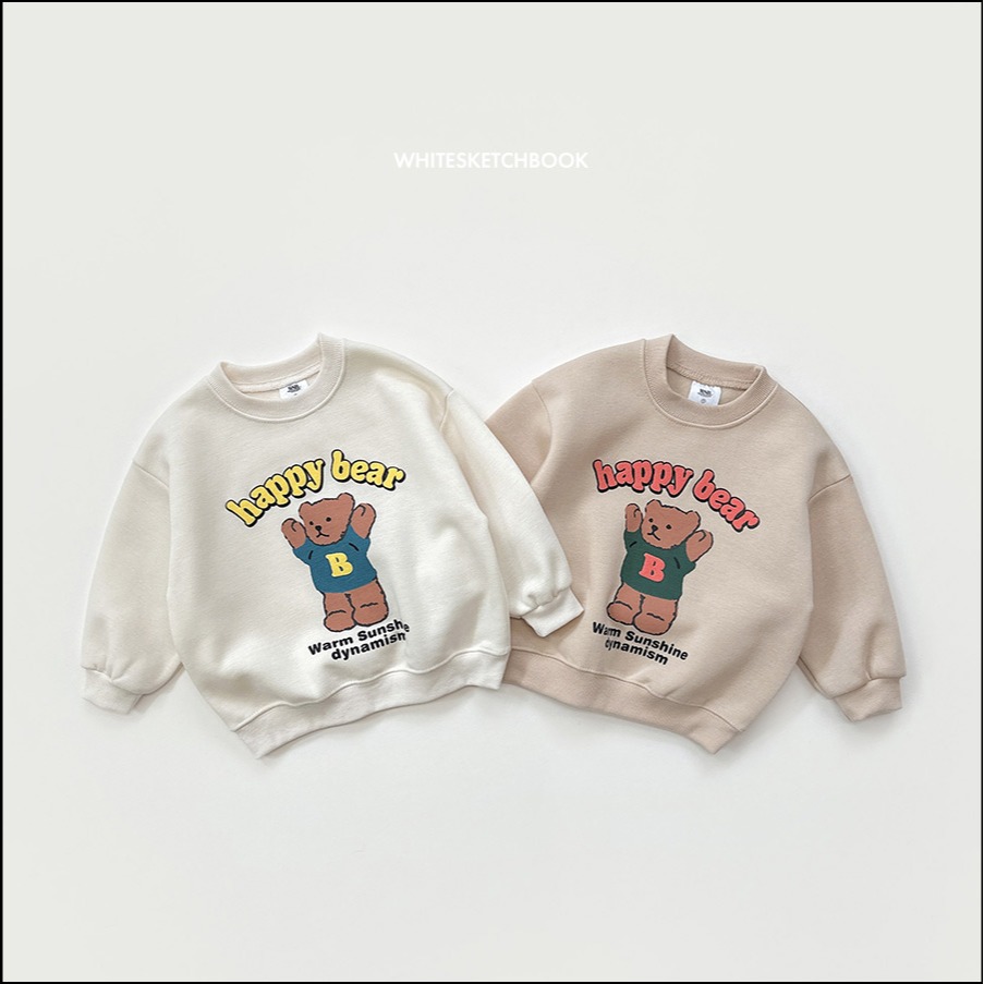 正韓童裝 Whitesketchbook 暖暖開心熊大學T-細節圖7