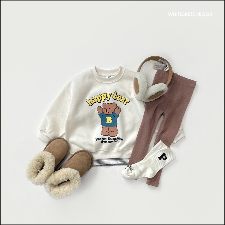 正韓童裝 Whitesketchbook 暖暖開心熊大學T-細節圖9