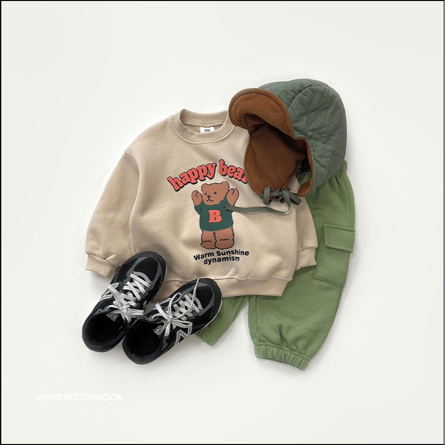 正韓童裝 Whitesketchbook 暖暖開心熊大學T-細節圖10