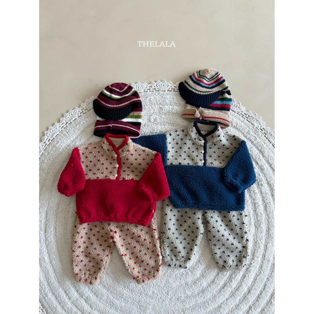 正韓童裝 THE LALA 小愛心毛絨保暖上衣-細節圖5