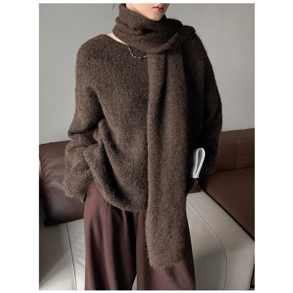 韓國女裝 Bonheur 法式縮袖口船領針織衫-細節圖2