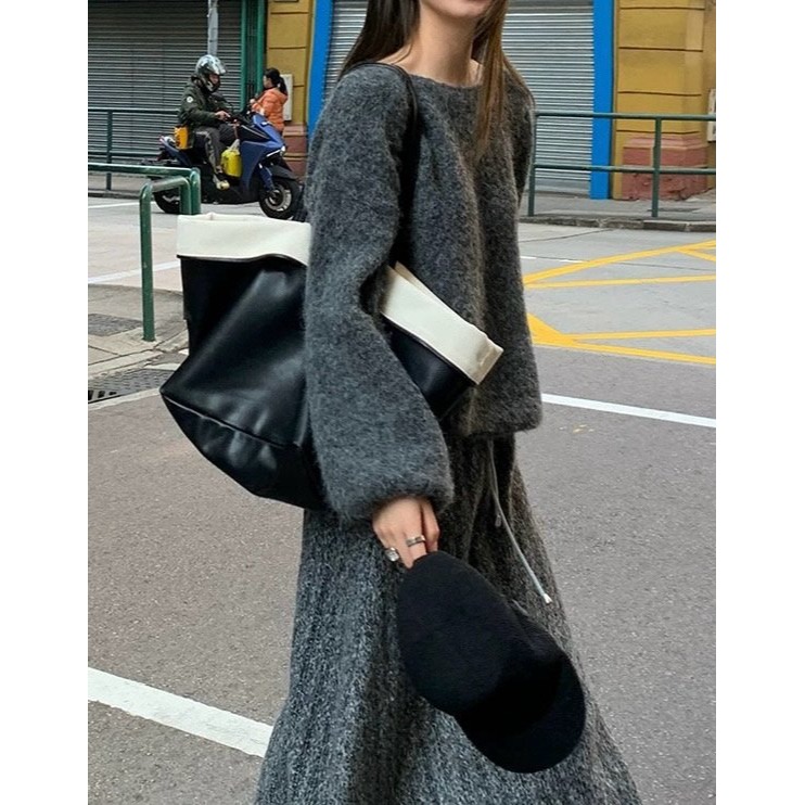 韓國女裝 Bonheur 法式縮袖口船領針織衫-細節圖7