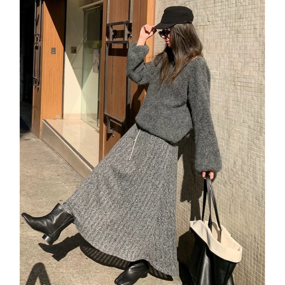 韓國女裝 Bonheur 法式縮袖口船領針織衫-細節圖8