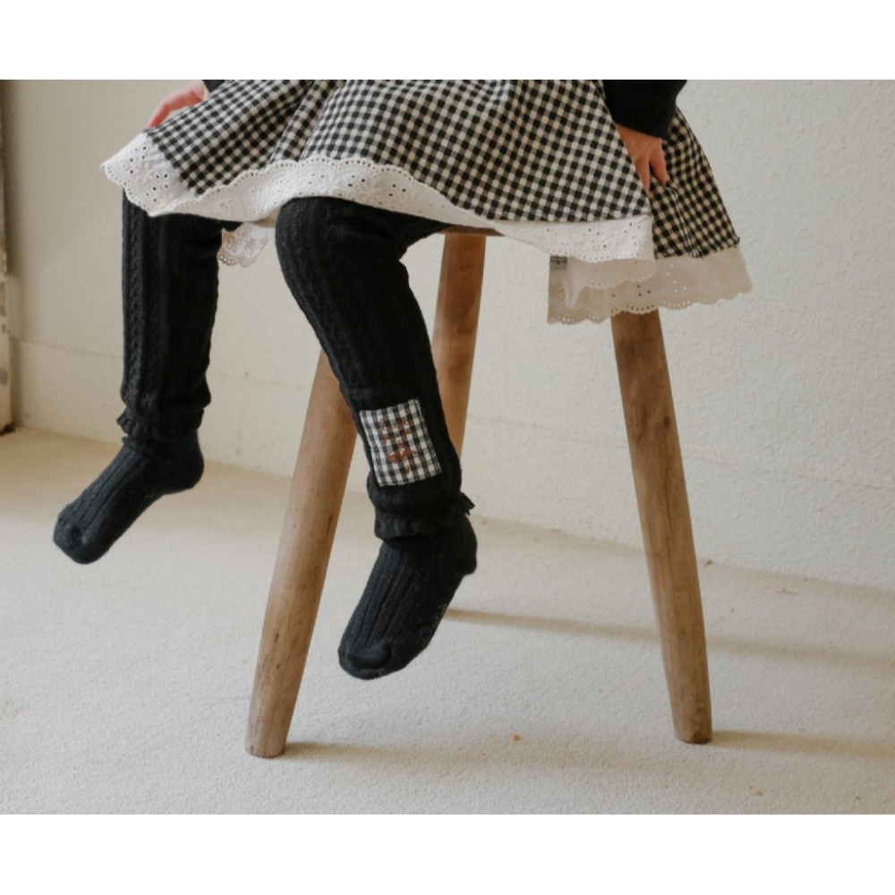 正韓童裝 Flo 棉織格紋打底褲-細節圖3