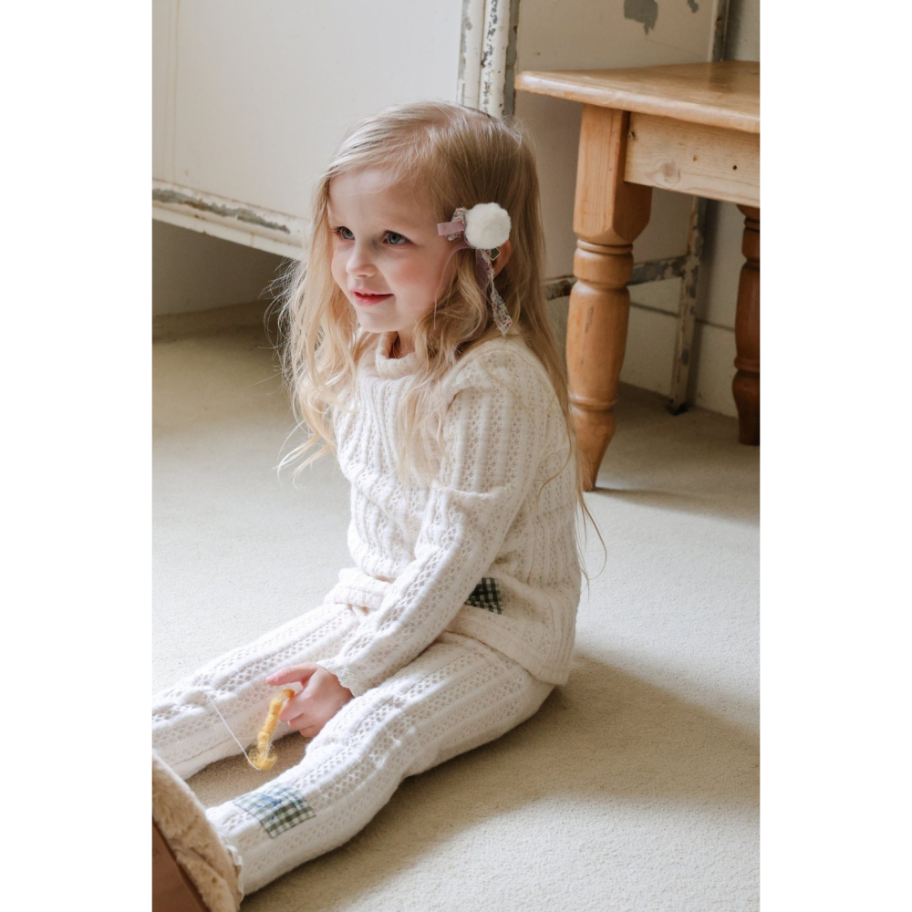 正韓童裝 Flo 棉織格紋打底褲-細節圖4