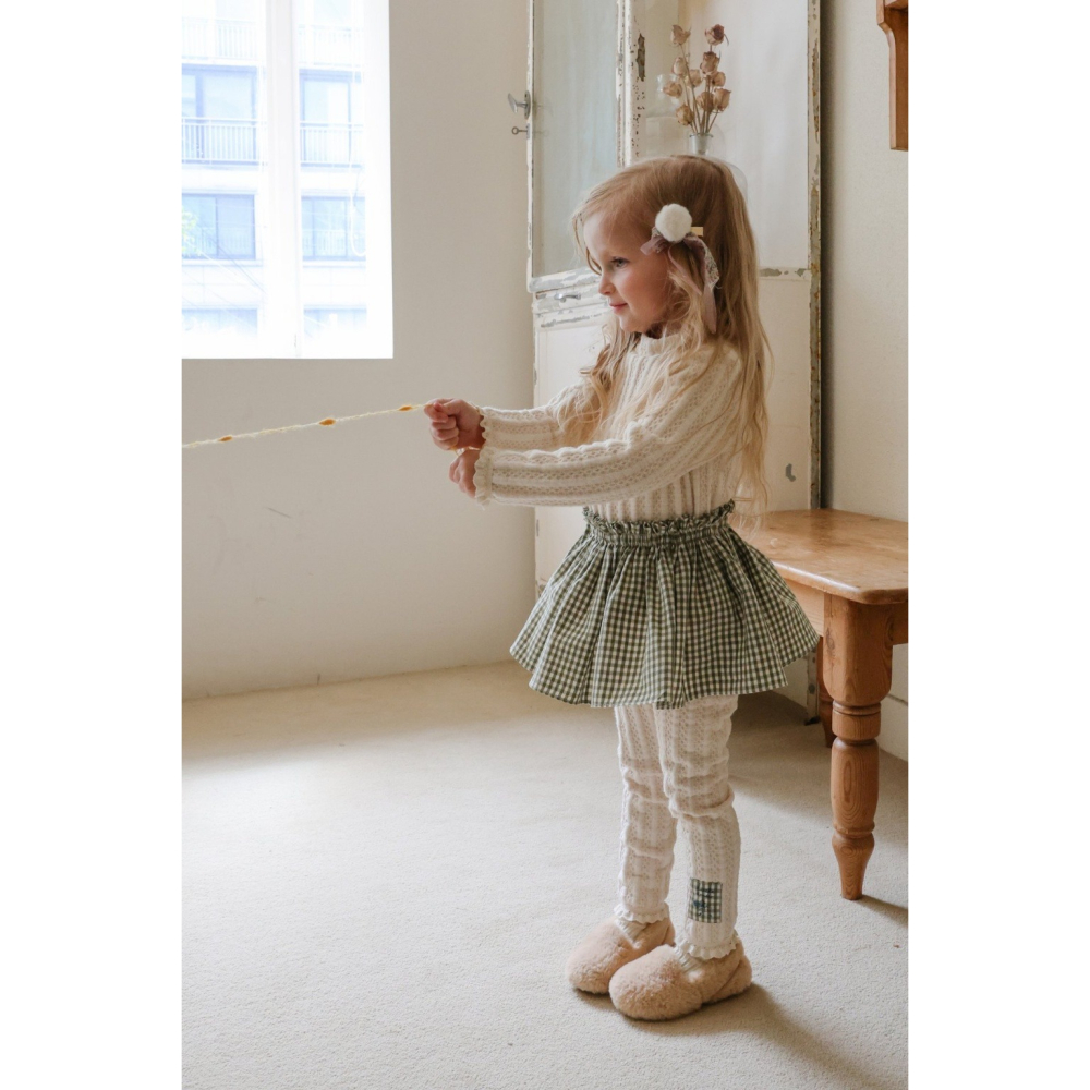 正韓童裝 Flo 棉織格紋打底褲-細節圖7