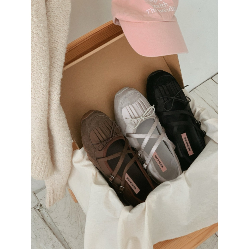 韓國女裝女鞋 Sketch in love 交叉緞帶芭蕾運動風鞋-細節圖2