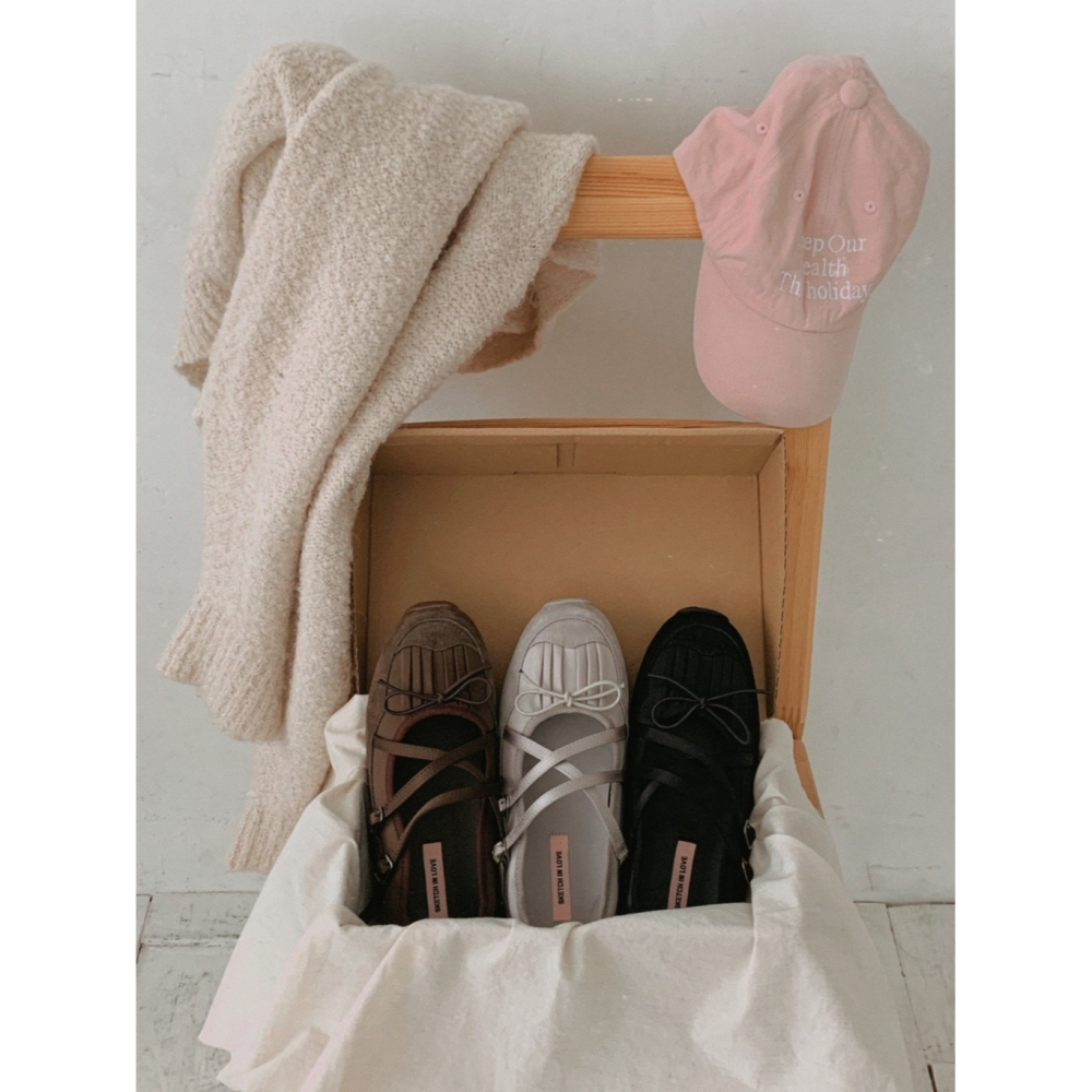 韓國女裝女鞋 Sketch in love 交叉緞帶芭蕾運動風鞋-細節圖3