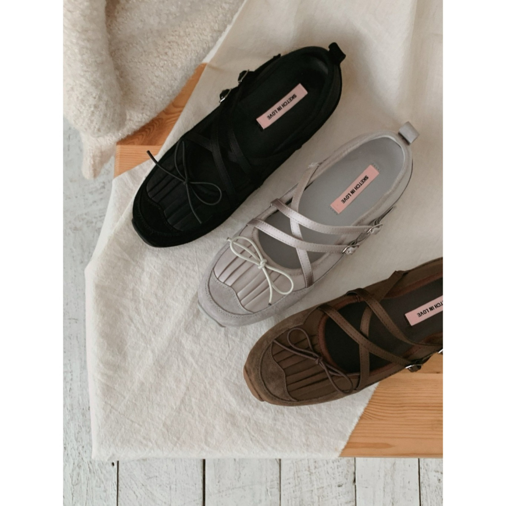 韓國女裝女鞋 Sketch in love 交叉緞帶芭蕾運動風鞋-細節圖4